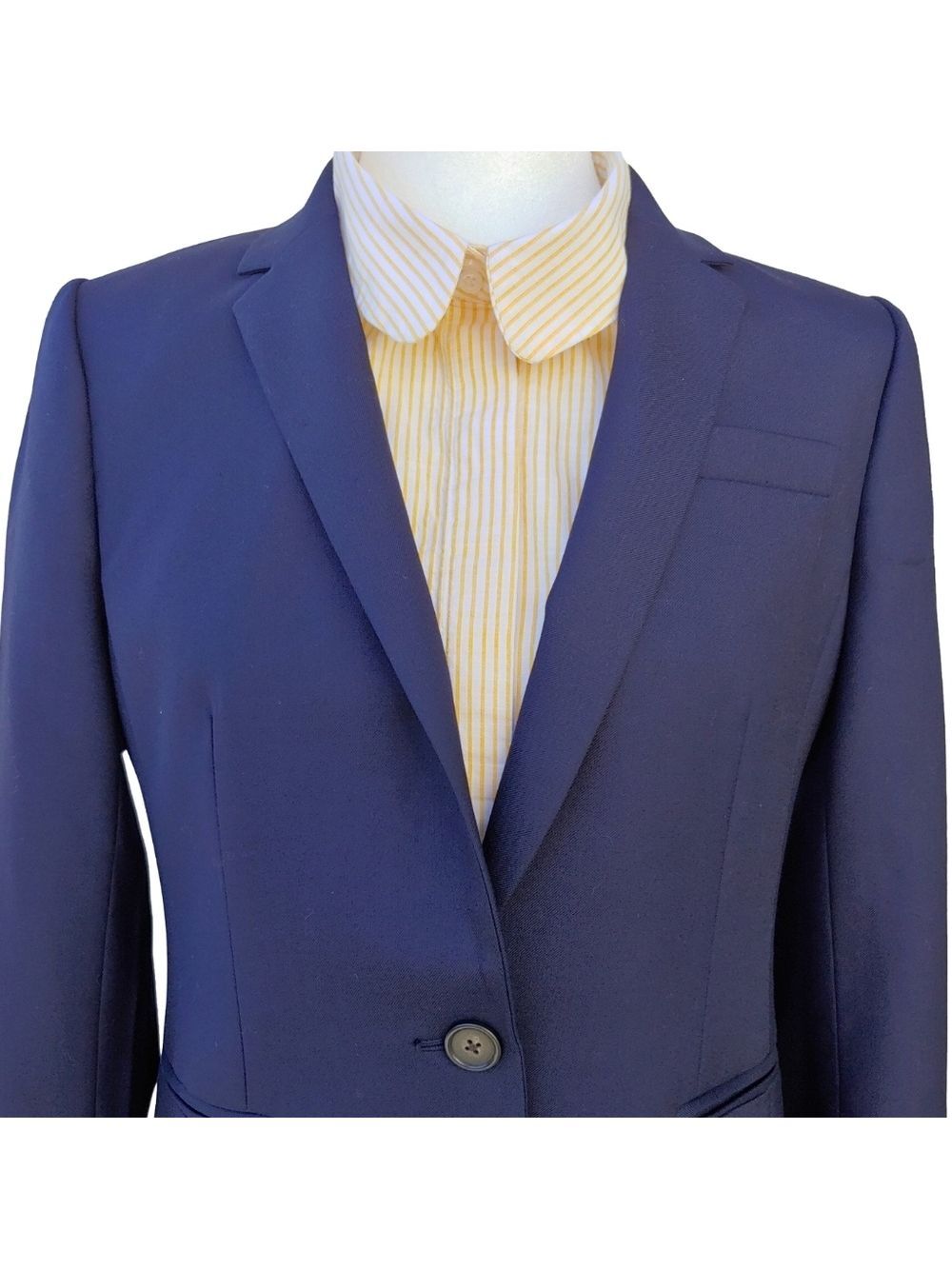 J. Crew Fine Wool Super 120s Button Blazer Coat in Navy Blue Women's size 8 - Picture 3 of 16